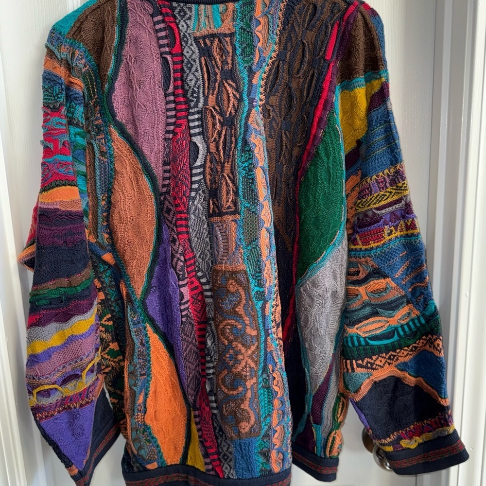 Vintage Coogi Australia 3D Bold colorful Sweater Mens L Biggie Smalls Cosby 90’s - Picture 2 of 8